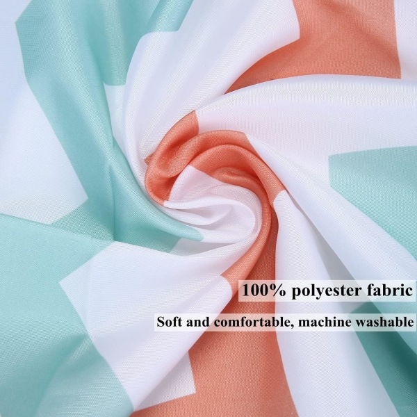 Mildew Proof Vandtæt Bruseforhæng Lysegrøn Polyester Bruseforhæng 180 x 180 cm Badeværelse, Maskinvaskbar, med 12 Kroge, Geometriske Bølger
