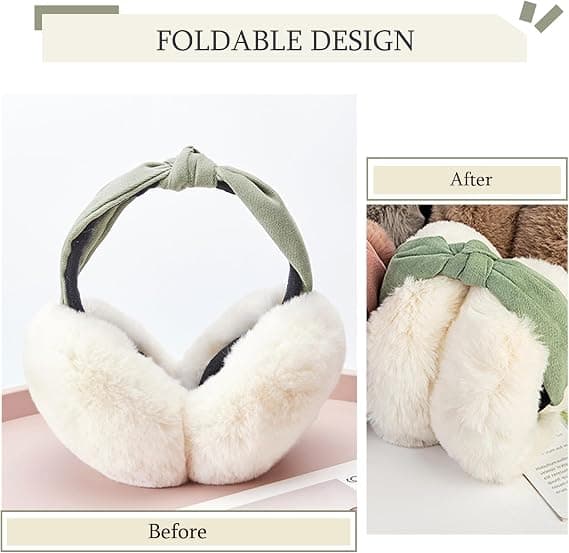 1 stk. hvide ørevarmere til kvinder Vintertilbehør Plys Fluffy Fold