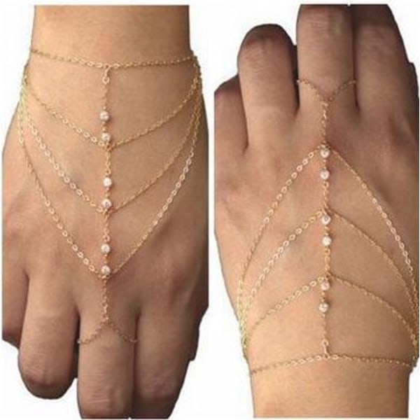 Celebrity multi kæde kvast armbånd armbånd slave finger ring