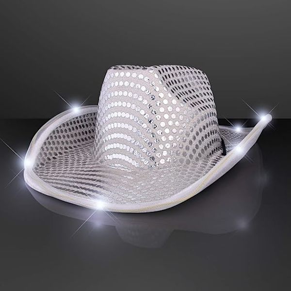 Silver Light Up LED Cowboy Hat med LED-bård