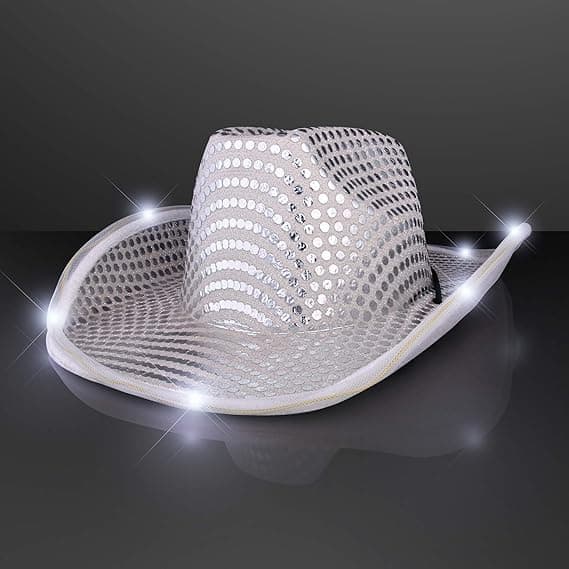 Sølv LED Cowboy Hat med LED-brem