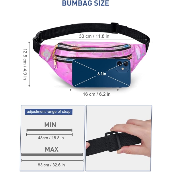 Midjeväska Dam Herr Unisex Holografisk Effekt Stadsväska Multi Pock