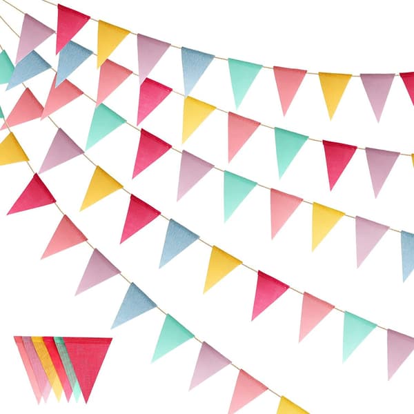 Flerfarget vimpelbanner 24 stykker trekantflagg bunting for fest