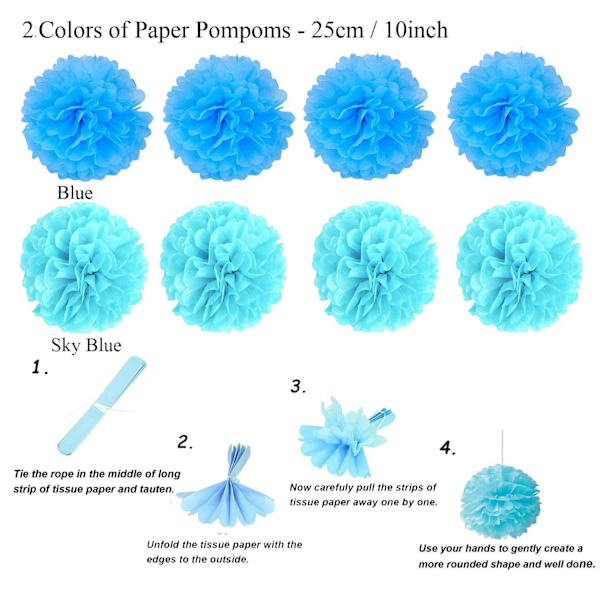 16-osainen paperipompom-juhlapakkaus – silkkipaperipompom-koristeet; B
