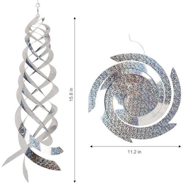 Fuglerepellerende spiralreflektorer sølv Mylar spinner, hængende re