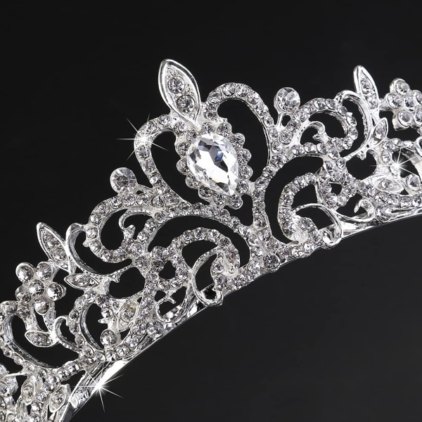 Crystal Crown Bridal Tiara med kam (1 stycke silver)