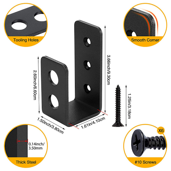 2-pack kraftiga ståldörrfästen för 2x4 dörrar, U-formade säkerhetsfästen