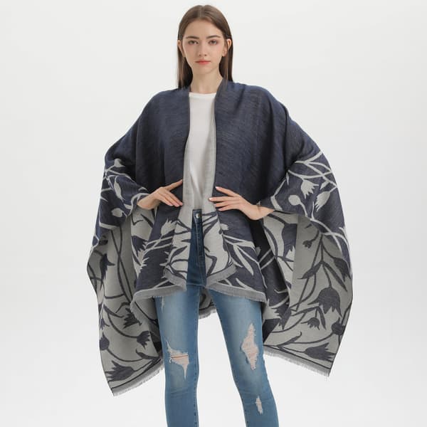 Svart, vendbar splitt sjal skjerf elegant mote fire S