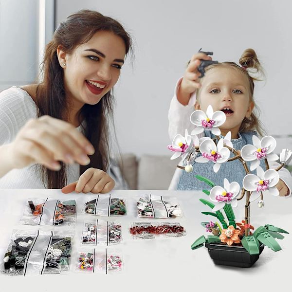 1 st blå orkidéväxter, konstgjorda blommor inomhus, dekoration med