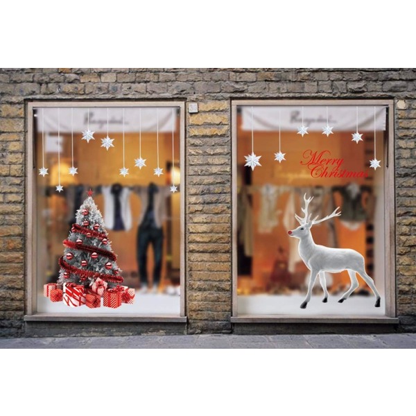 Christmas Decoration Wall Decal Reindeer Fir Tree Window Stickers Glass Wall Murals for Christmas Deco