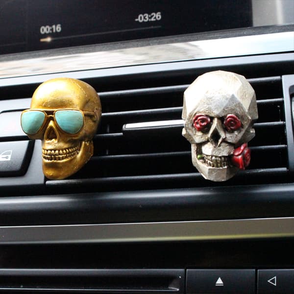 Evil Skull Trio Statue EIN Statuer med Bil Luftarfrisker Skull P