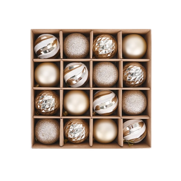16 stk julekule 6 cm, julepynt, malt R