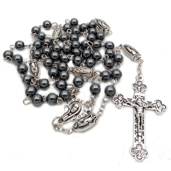 Katoliset rukoushelmet miehille ja naisille - luonnollinen musta helmi Rosar