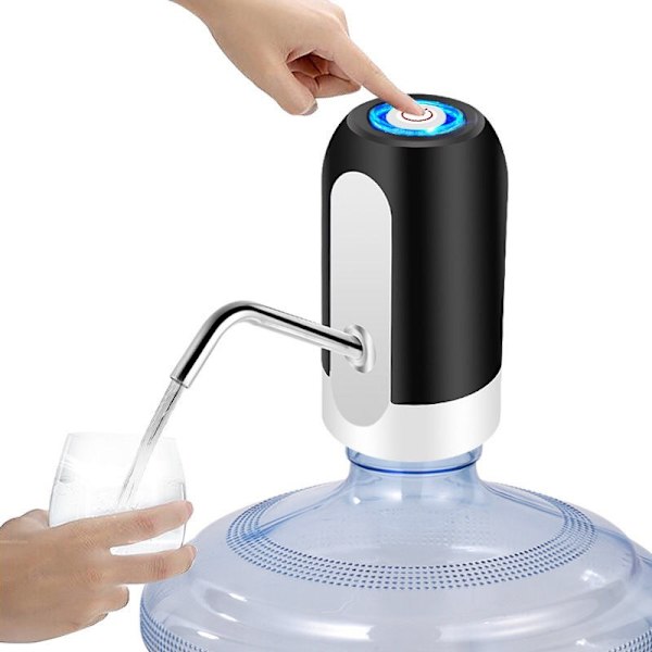 Vandflaskepumpe, Hjemmekontor USB-opladning Elektrisk drikkevandsdispenser Kit Kompatibel med 4,5L flaske 5L 7,5L 10L 11,3L 15L 18,9L (Sort)