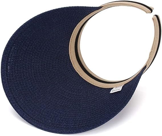 Kvinnor Sommar Stor Brätte Beach Straw Hats Hat, Navy