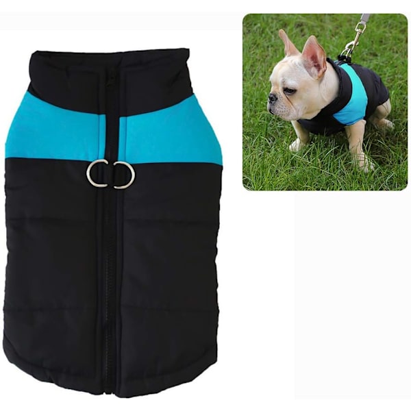 Hundejakke Efterår Vinter Kæledyr Vest Jakke Bomuld Hunde Regnfrakke Hvalp Tøj Frakke Varm Hunde Tøj Jakke Blå (L: Velegnet til hundevægt 3,5 kg-5 kg