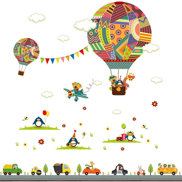 Set med 2 DIY dekorativa klistermärken Barn varmluftsballongvägg St