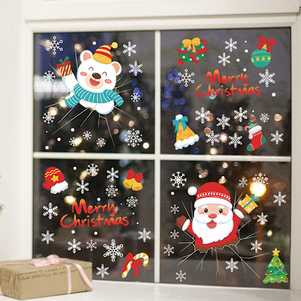 Statisk UV Santa Claus Snowman Snowflake Väggdekor Jul De
