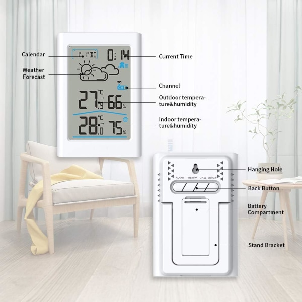 Digital trådlös väderstation inomhus utomhus termometer med