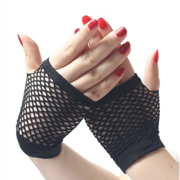 Par af fiskenet handsker, sorte fiskenet handsker fiskenet handsker Finge