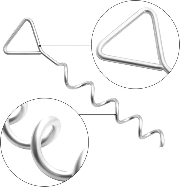 Spiralformade studsmattestavar, markförankringssats med galvaniserade järnstavar, polyesterremmar, stålslingor