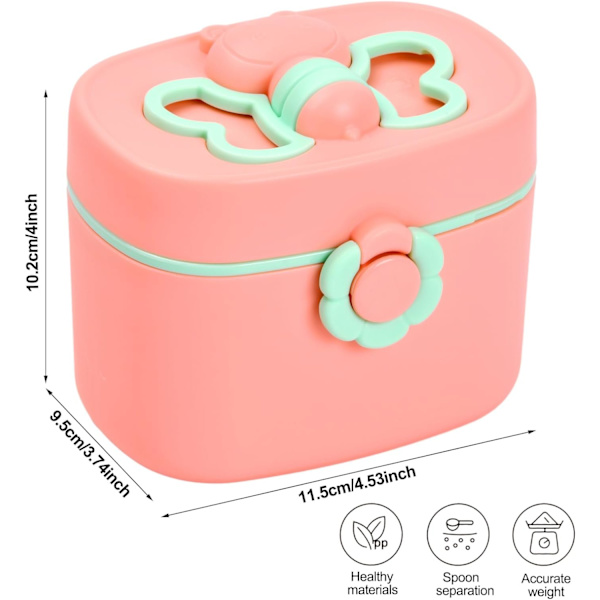 1 stk. Rosa Baby Formula Dispenser, 410 ml Bærbar Melkepulver Måler