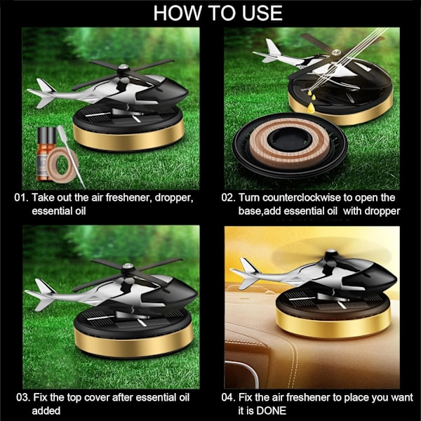 (Gull) Car Air Freshener, Roterende Helikopter Solar Powered Aroma
