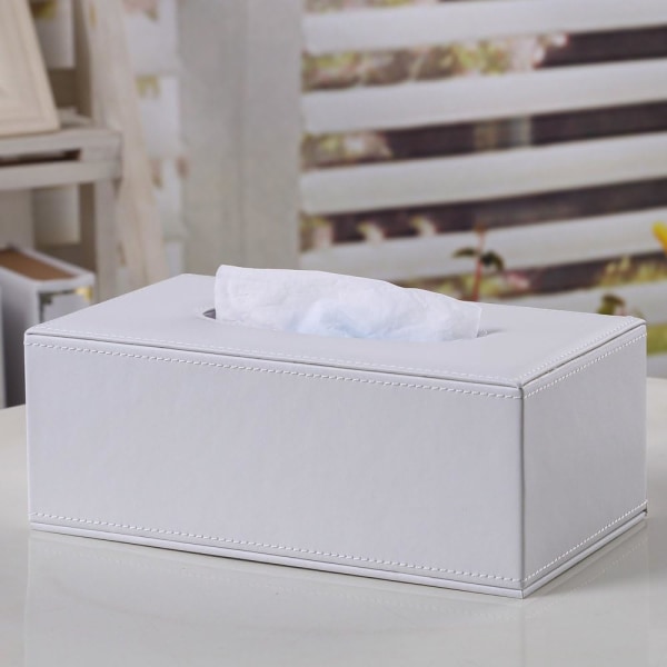 Servietbeholder i læder Modern Pure White