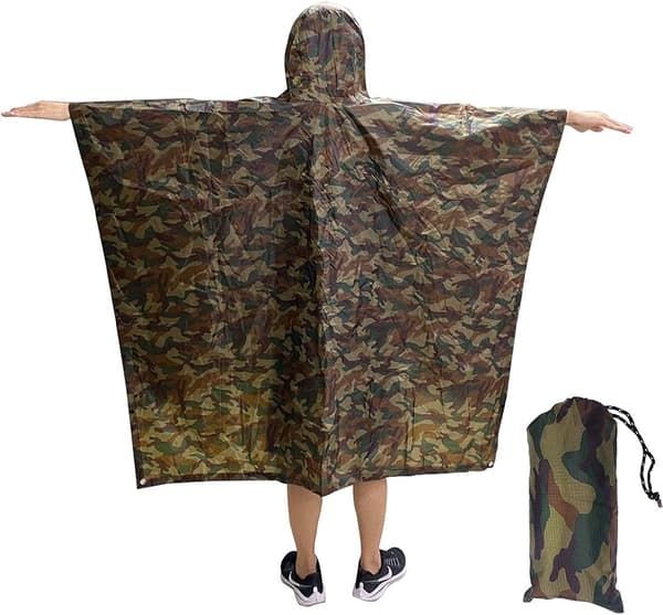 3-i-1 Ekstra-lang Multifunksjonell Regnponcho, Unisex Regnfrakk, T