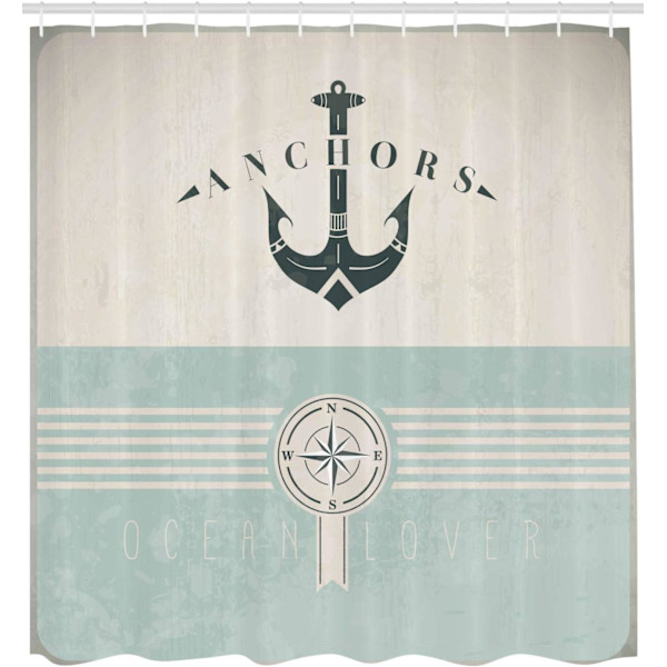 Nautisk Duschdraperi, Vintage Marine Design För Havsälskare A