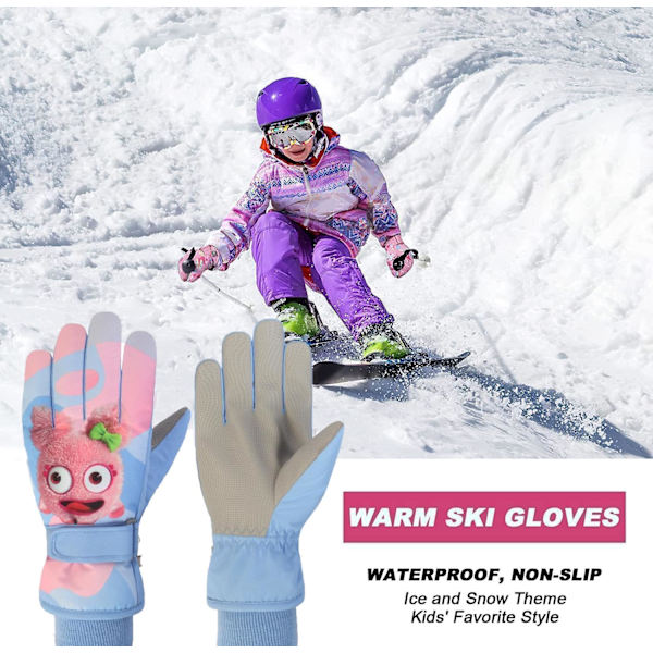 1 par (eisblau) 9-13 år barns skidhandskar vintervarma vantar för