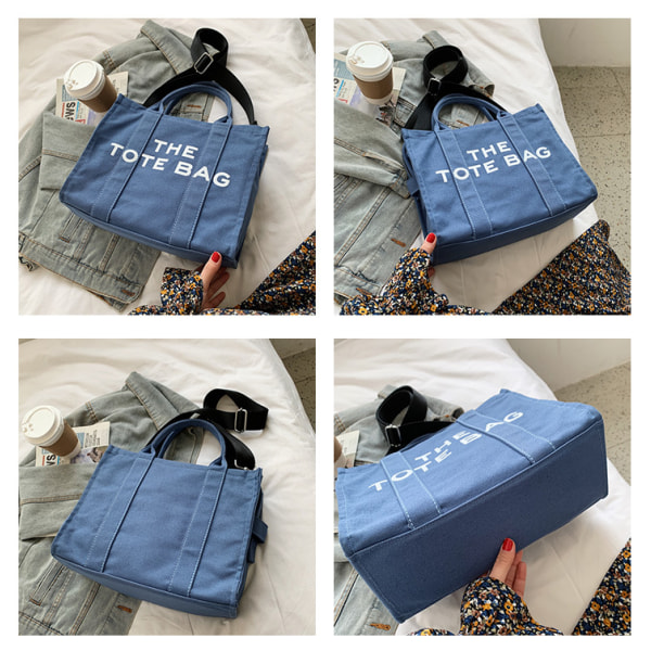 Toteväskan för kvinnor, Mini Canvas Crossbody-väskor för kvinnor Den lilla resehandväskan, färg blå