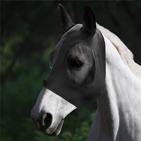 Horse Mask Flugavvisande Andningsbar Stretch Stickad Mesh Kardborreband M
