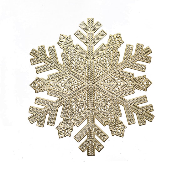 Sæt med 6 juleservietter (guld), 38 cm PVC med snefnug Pla