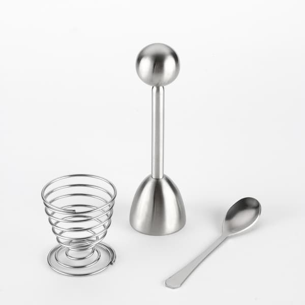Egg Cutter i rustfritt stål med eggeskjeer og eggkopp,