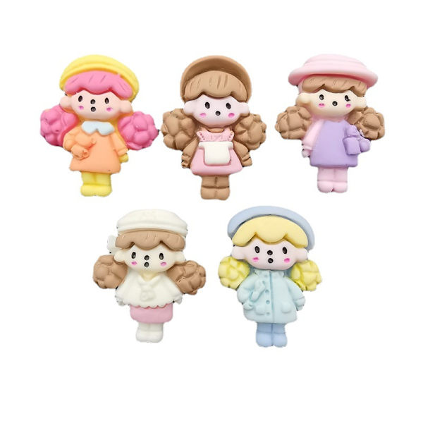 5 st/förpackning Nya Mini Lovely Popcorn flicka Serie Harts Charms För Öra