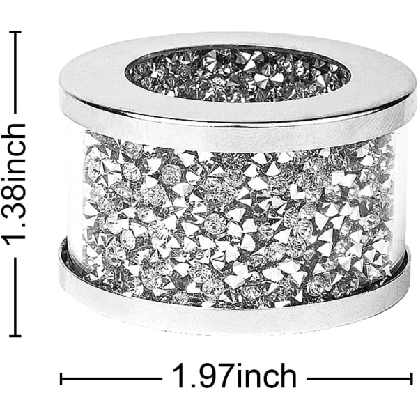 set med 6 servettringar, silver Glittrande krossad diamantservett r