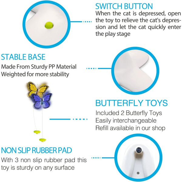 Interaktiv Flutter Bug Cat Butterfly Toy med to utskiftninger A