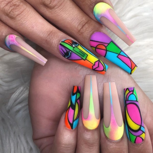 24 Remy Horse Face Rainbow Cloud Wear Nails False Nails Manicure