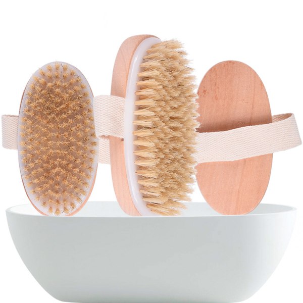Dry Body Brush, stive naturlige børstehår tør kropsbørste til celluli
