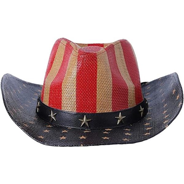 Cowboyhatte, klassisk amerikansk flag sommer solhat vestlig cowboyhat