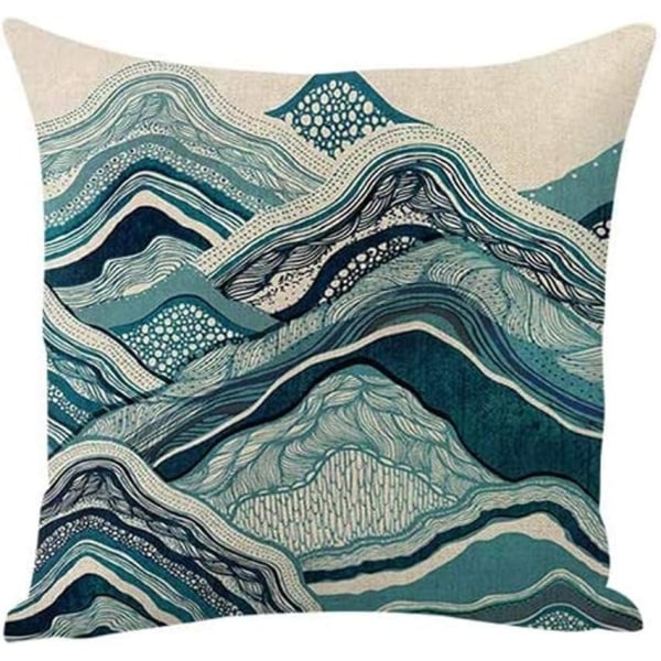 4 stk bomull og lin farge moderne geometrisk fjelldekorasjonsmønster sofa soverom hjem putetrekk dekorasjon 45x45cm