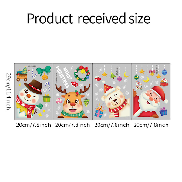 20*29 cm UV Statisk God Jul Jultomten glasdörrfönster B
