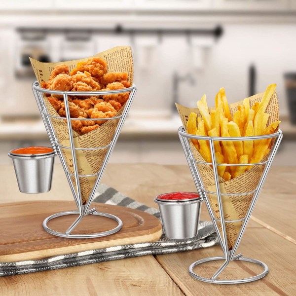 2 stk. Pommes frites-stand kegle kurv pommes frites chips kegle metal wir