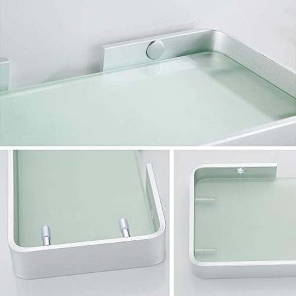 Rektangulær hærdet glas brusehylde organizer brusebad opbevaring