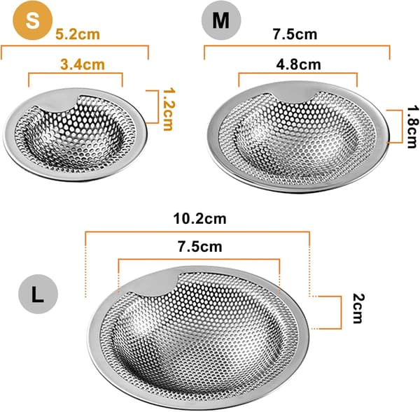 Rustfritt stål vask siler - sett med to deler (5 CM)
