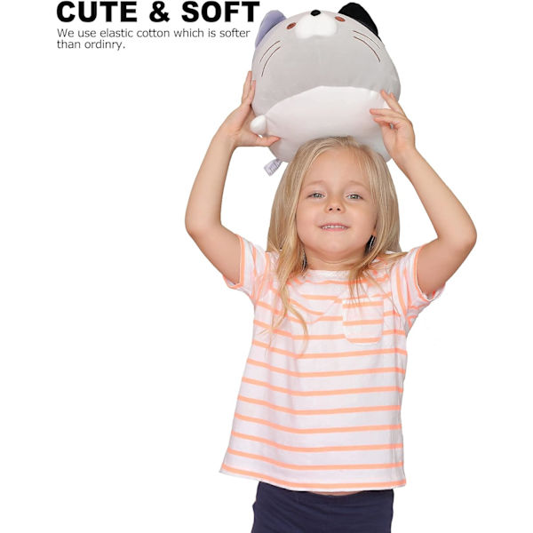 Supermyk plysjkatteleke, fluffy chubby kattunge utstoppa dyr, Ado