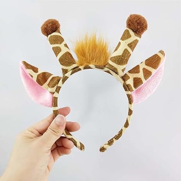 Dyrekostumesæt til børn med girafhornpandebånd, hale og b