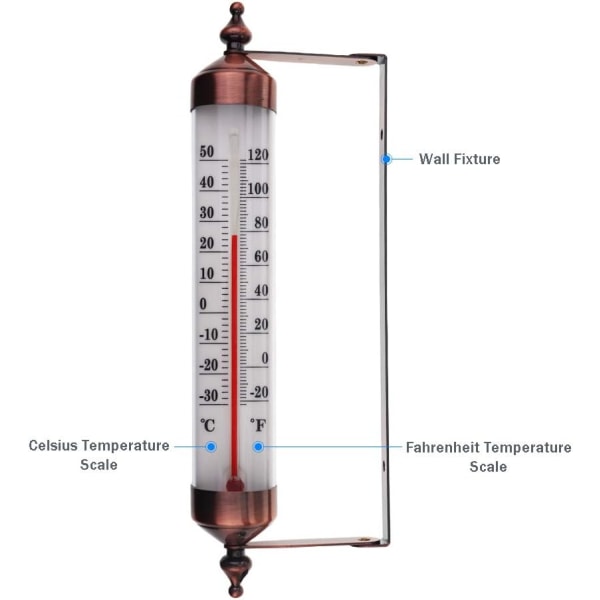 Udendørs termometer med måler, bronzeeffekt - Stilfuld udendørs G