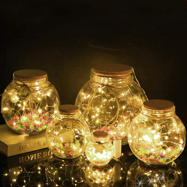 12-pack Fe-lampor med 20 LED-lampor, vattentäta Fe-lampor, batteridrivna mikrotrådsstjärnlampor, varmvitt